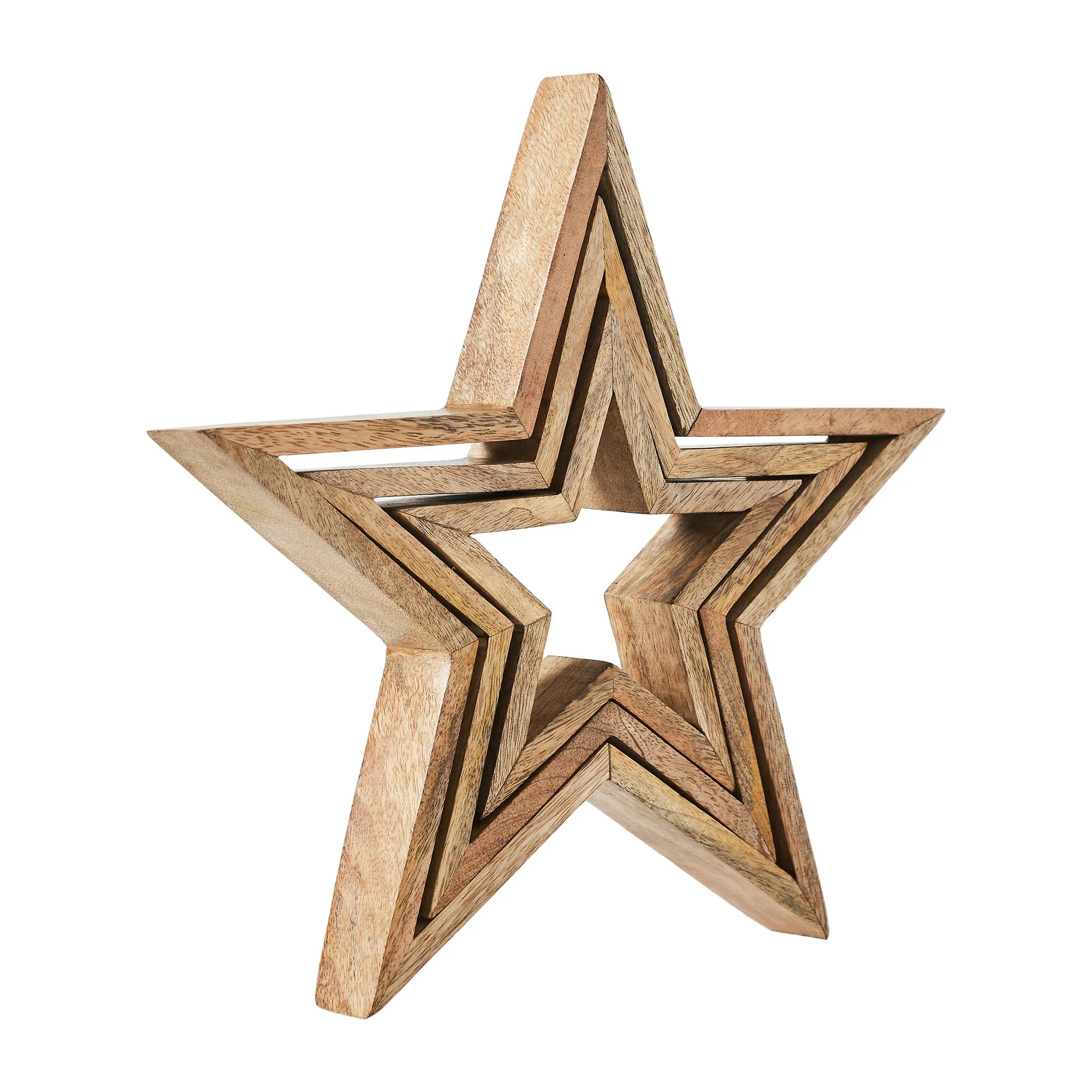 Wooden Nested Stars Natural 3-in-1 13x13x1.5