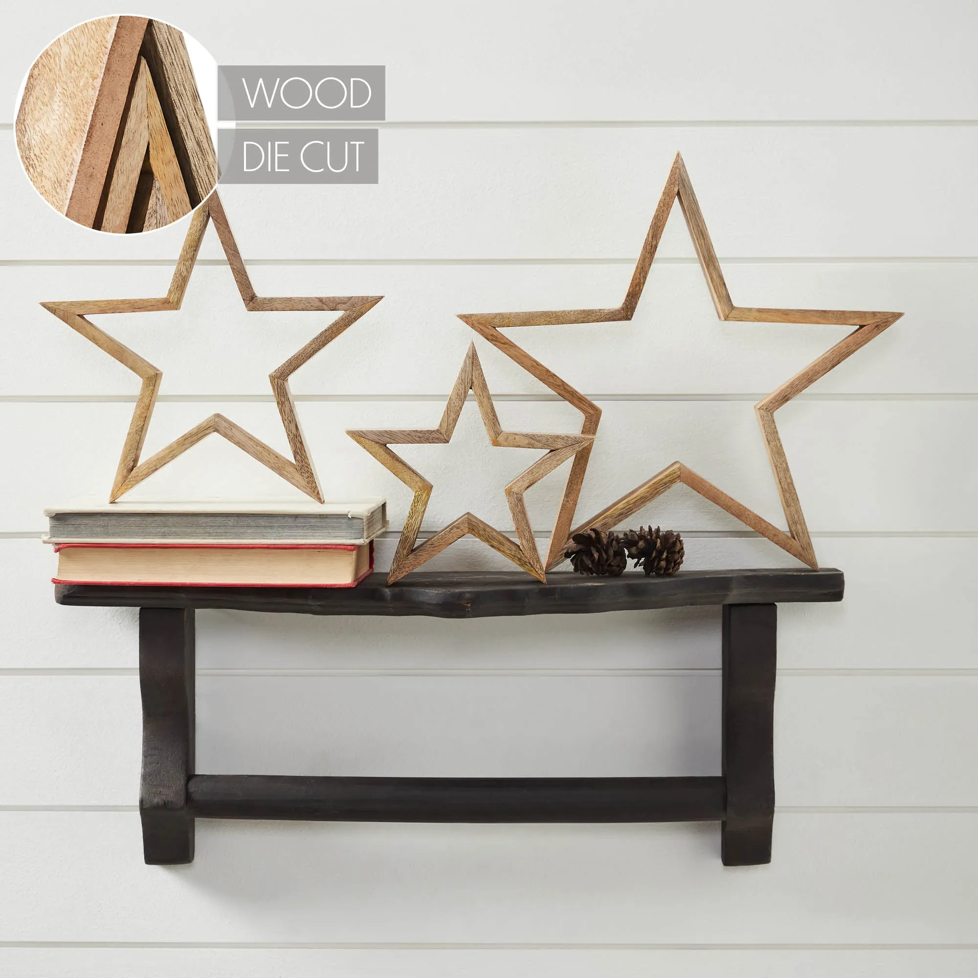 Wooden Nested Stars Natural 3-in-1 13x13x1.5