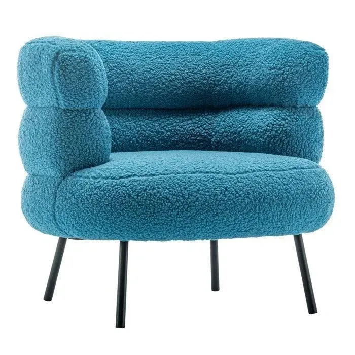 Wooden Twist Prissy Comfy Boucle Fabric Barrel Chair Perfect for Bedroom or Living Room